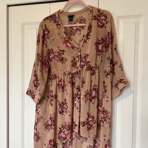 TORRID Pink Floral Button Up Blouse